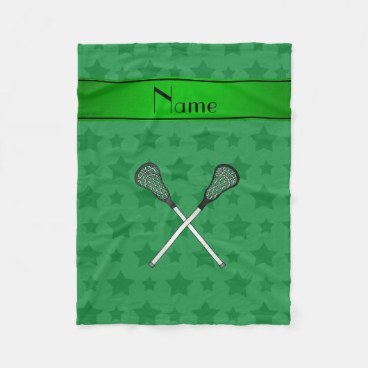 Aangepaste naam lacrosse groene sterren fleece deken (Voorkant)