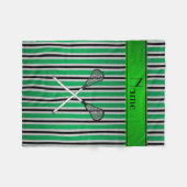 Aangepaste naam lacrosse groene zilverstrepen fleece deken (Voorkant (Horizontaal))