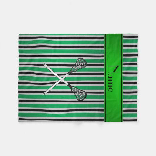 Aangepaste naam lacrosse groene zilverstrepen fleece deken (Voorkant (Horizontaal))