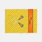 Aangepaste naam lacrosse sticks gele polka stippen fleece deken (Voorkant (Horizontaal))