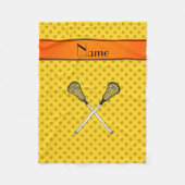 Aangepaste naam lacrosse sticks gele polka stippen fleece deken (Voorkant)