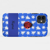 Aangepaste naam ladybug blue sneeuwvlokken bomen Case-Mate iPhone case (Achterkant (horizontaal))