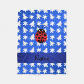 Aangepaste naam ladybug blue sneeuwvlokken bomen fleece deken (Voorkant)