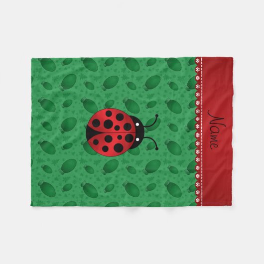 Aangepaste naam ladybug groene lichte bomen fleece deken (Voorkant (Horizontaal))