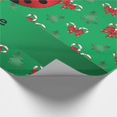 Aangepaste naam ladybug groene snoepsnoeren cadeaupapier (Hoek)