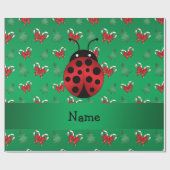 Aangepaste naam ladybug groene snoepsnoeren cadeaupapier (Vlak)