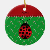 Aangepaste naam ladybug groene snoepsnoeren keramisch ornament (Voorkant)