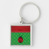 Aangepaste naam ladybug groene snoepsnoeren sleutelhanger (Voorkant)