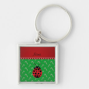 Aangepaste naam ladybug groene snoepsnoeren sleutelhanger