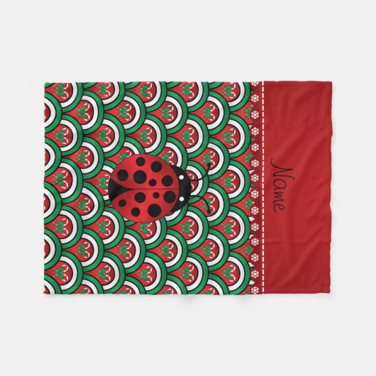 Aangepaste naam ladybug halve cirkels snoeren snoe fleece deken (Voorkant (Horizontaal))