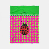 Aangepaste naam ladybug roze groene bomen fleece deken (Voorkant)