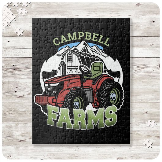Aangepaste NAAM Land Boerderij Schuur Tractor Boer Legpuzzel