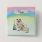 Aangepaste naam lapjeskat huisdier vierkante button 5,1 cm (Voorkant)