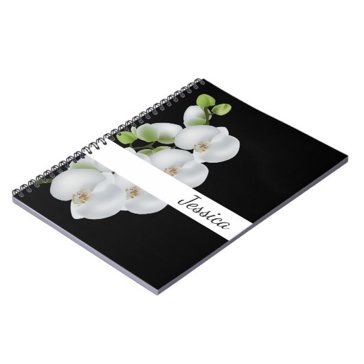 Aangepaste naam Laptop-White Orchids Notitieboek (Linkerzijde)