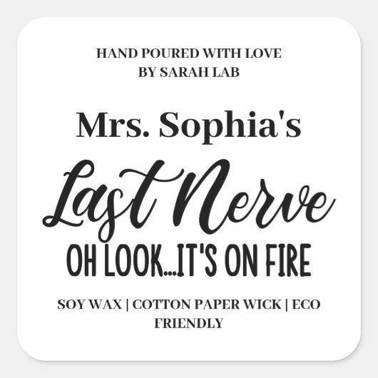 Aangepaste naam Last Nerve Candle Label Sticker (Voorkant)