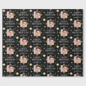 Aangepaste naam Leeftijd Foto Art Deco Birthday Bl Cadeaupapier (Vlak)