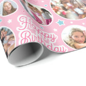 Aangepaste naam Leeftijd Foto Collage Birthday Sta Cadeaupapier (Rol Hoek)