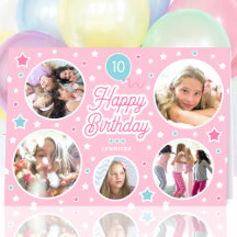 Aangepaste naam Leeftijd Foto Collage Birthday Sta