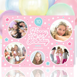 Aangepaste naam Leeftijd Foto Collage Birthday Sta Kaart