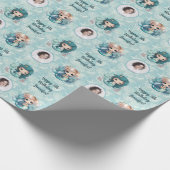 Aangepaste naam Leeftijd Foto Zeemeermin Birthday Cadeaupapier (Hoek)