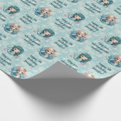 Aangepaste naam Leeftijd Gezinsmerk Zeemeermin Dag Cadeaupapier (Hoek)