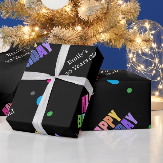 Aangepaste Naam Leeftijd Goud Terug Happy Birthday Cadeaupapier (Feestdagen)