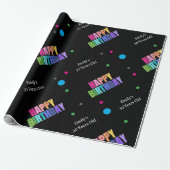 Aangepaste Naam Leeftijd Goud Terug Happy Birthday Cadeaupapier (Uitgerold)