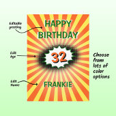 Aangepaste naam leeftijd oranje gele retro verjaar kaart