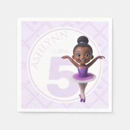 Aangepaste naam & leeftijd paarse ballerina kinder servet