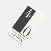 Aangepaste naam & leeftijd Zwart-wit verjaardagsfe Servet (Hoek)