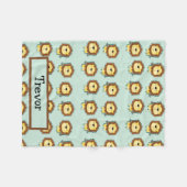 Aangepaste naam leeuw patroon op blauw fleece deken (Voorkant (Horizontaal))