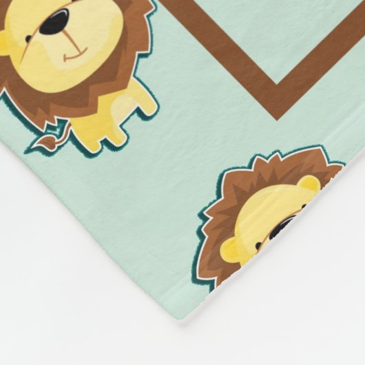 Aangepaste naam leeuw patroon op blauw fleece deken (Hoek)