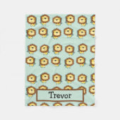 Aangepaste naam leeuw patroon op blauw fleece deken (Voorkant)