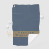 Aangepaste Naam Leisteen Blauwe Messing Minimalist Golfhanddoek (Insitu)