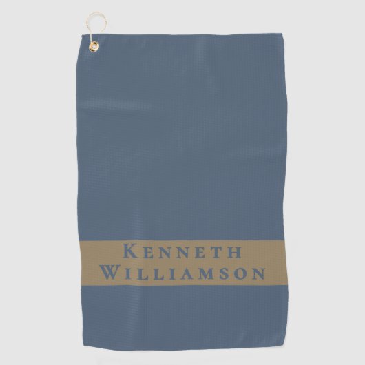 Aangepaste Naam Leisteen Blauwe Messing Minimalist Golfhanddoek (Voorkant)