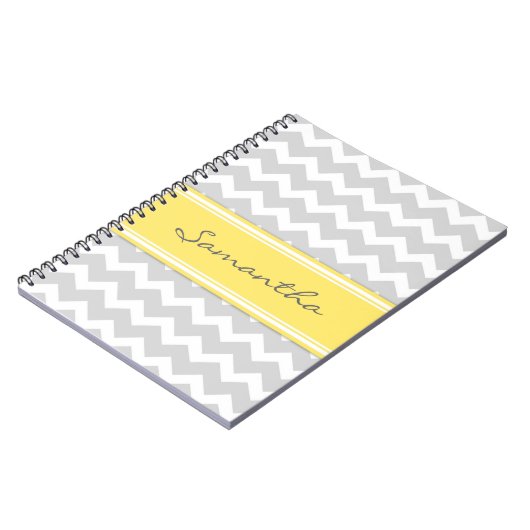 Aangepaste naam Lemon Gray Chevron-laptop Notitieboek (Linkerzijde)