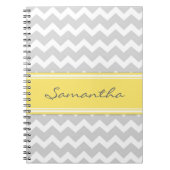 Aangepaste naam Lemon Gray Chevron-laptop Notitieboek (Voorkant)