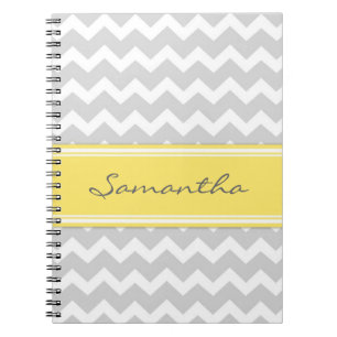 Aangepaste naam Lemon Gray Chevron-laptop Notitieboek