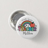 Aangepaste naam leraar | Grootste leraar ter werel Ronde Button 3,2 Cm (Voorkant /achterkant)