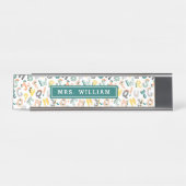 Aangepaste naam leraar Schattige Dino Alfabet Patr Bureau Naambordje (Voorkant)