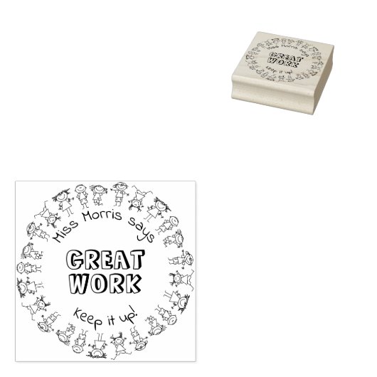 Aangepaste naam leraar zegt geweldig werk rubberen rubberstempel (Gestempeld)