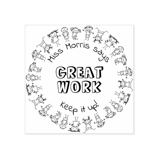 Aangepaste naam leraar zegt geweldig werk rubberen rubberstempel (Afrduk)