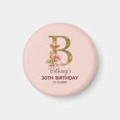 Aangepaste naam letter B goud blozend roze rozen Magneet (Voorkant)