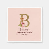 Aangepaste naam letter B goud blozend roze rozen Servet (Voorkant)