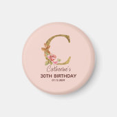 Aangepaste Naam Letter C Gold Blush Pink Roses Magneet (Voorkant)