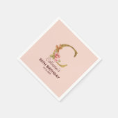 Aangepaste naam letter C Goud blozend roze rozen Servet (Hoek)