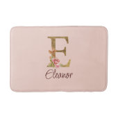 Aangepaste Naam Letter E Gold Folie Blush Pink Ros Badmat (Voorkant)