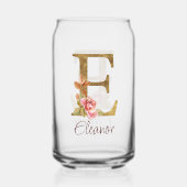 Aangepaste Naam Letter E Gold Folie Blush Pink Ros Blikvorm Glas (Voorkant)