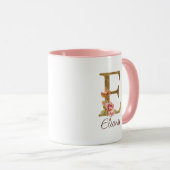 Aangepaste Naam Letter E Gold Folie Blush Pink Ros Mok (Voorkant rechts)