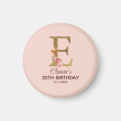 Aangepaste naam letter E Goud Blush Roze Rozen Magneet (Voorkant)